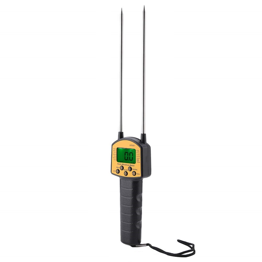 AR991 Digital LCD Grain Moisture Meter for Wheat Corn Rice Peanut Soybean,Measure The Water Content of 14 Varieties of Grain Such as Wheat Corn Rice Peanut Soybean 
